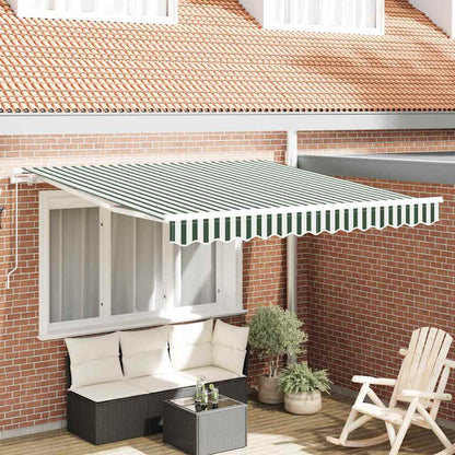 Retractable Awning Manual Green and White 350 x 250 cm