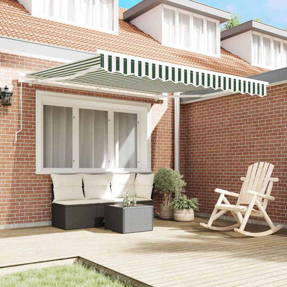 Retractable Awning Manual Green and White 350 x 250 cm