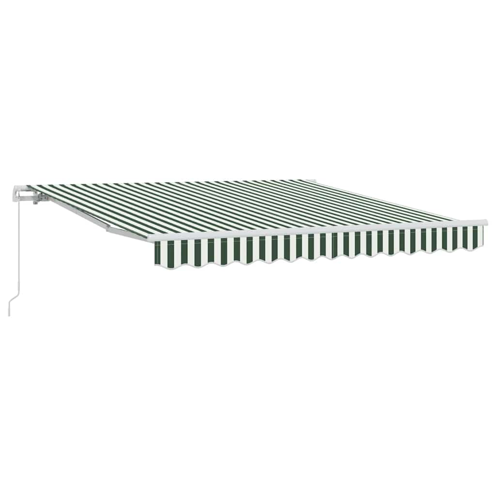 Retractable Awning Manual Green and White 350 x 250 cm