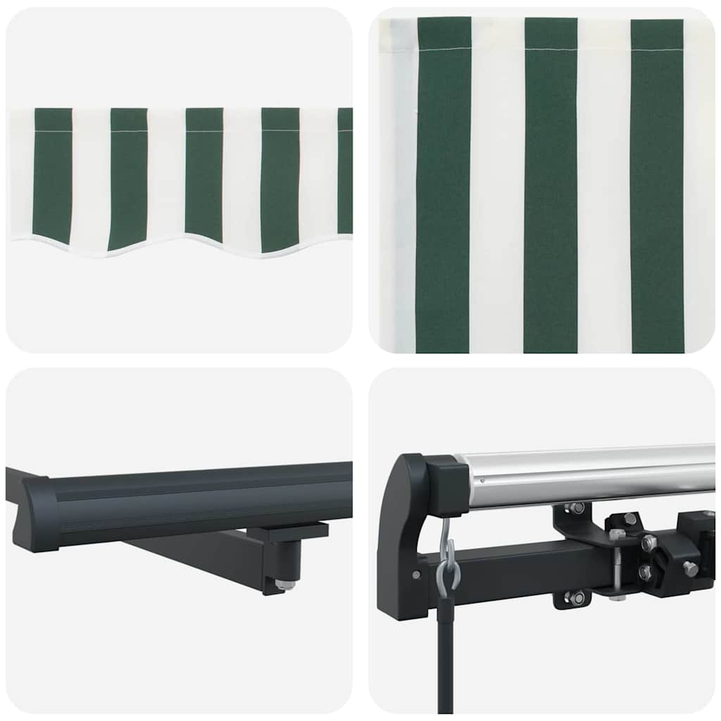 Retractable Awning Green and White 350 x 250 cm