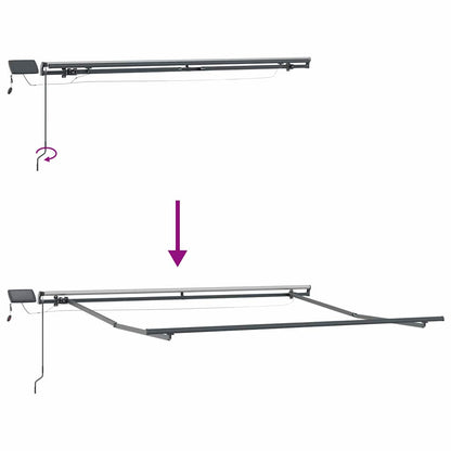 Retractable Awning Green and white 350 x 250 cm Fabric