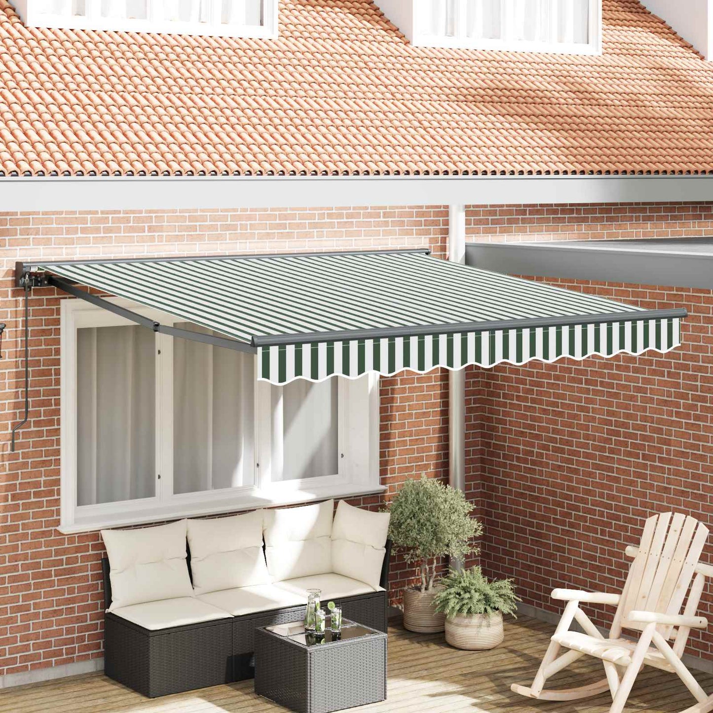 Awning Frame Green and White 350 x 250 cm