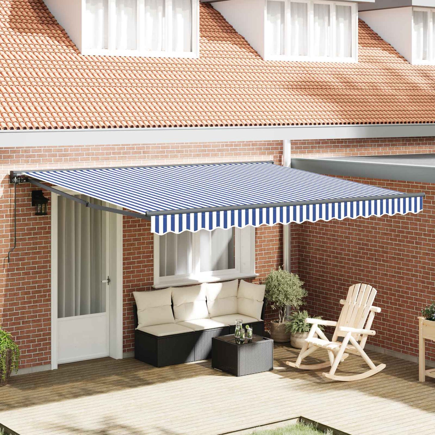 Awning Frame Blue and White 400 x 300 cm