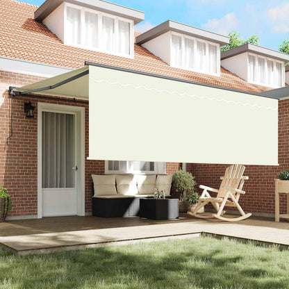 Retractable Awning Cream 400 x 300 cm Polyester and Aluminium