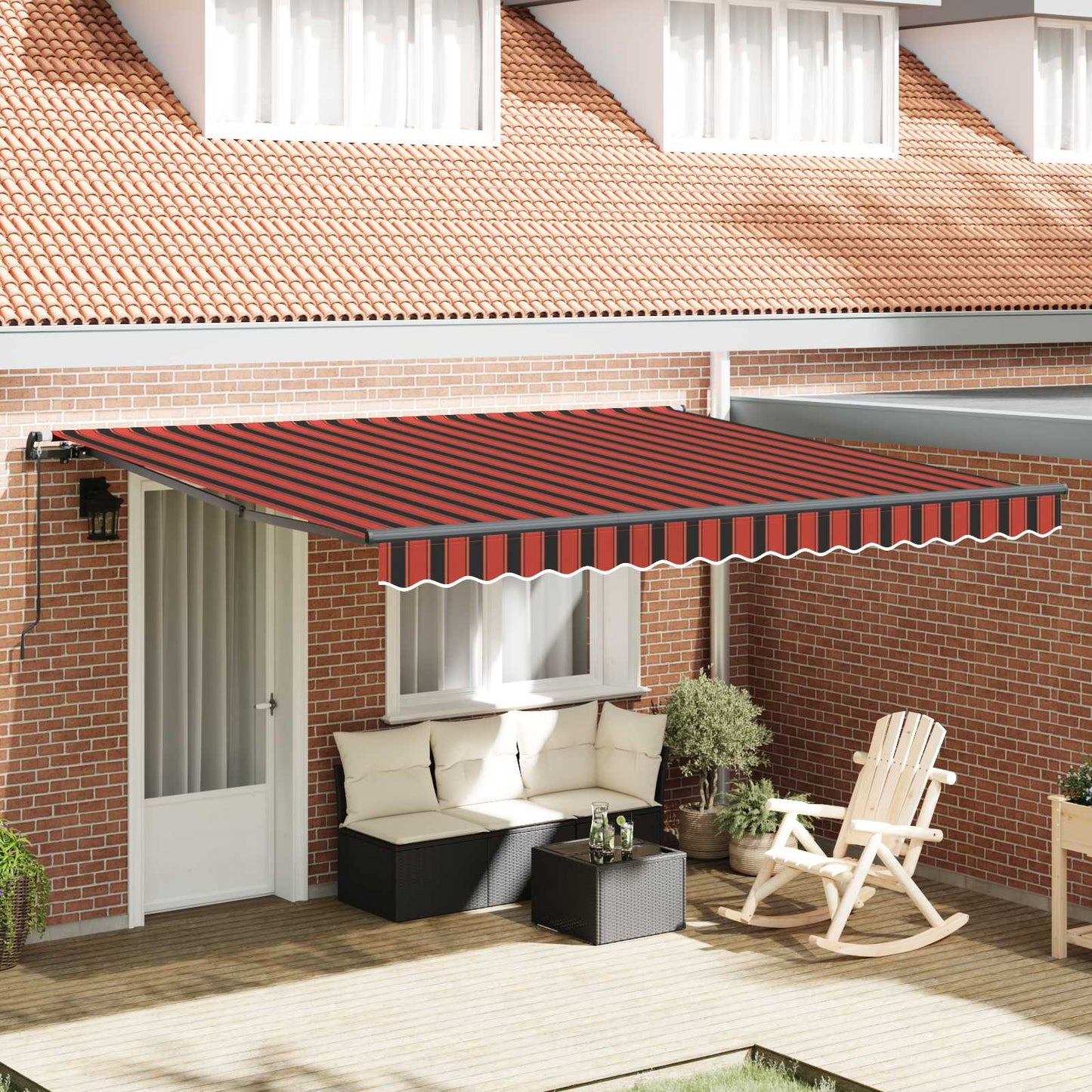Retractable Awning Manual Orange and brown 400 x 300 cm