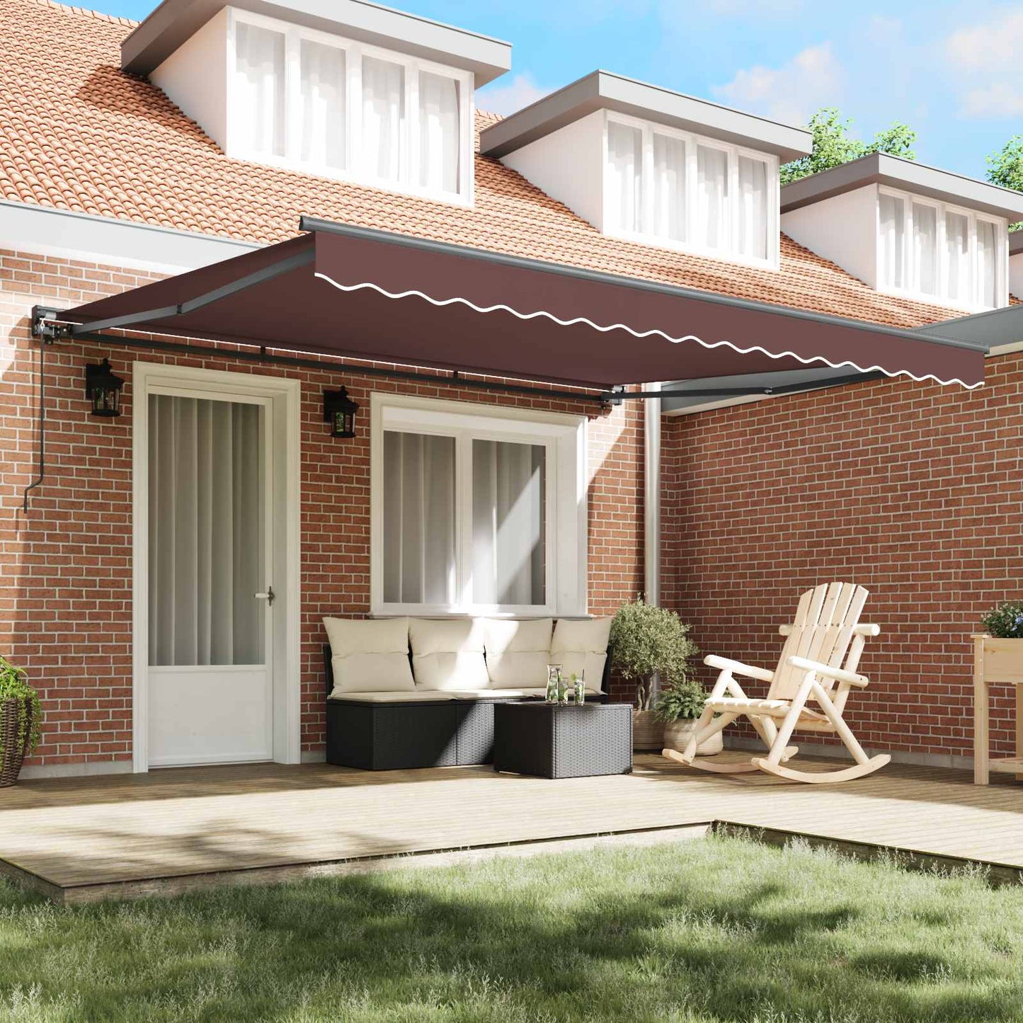 Awning Frame Brown 400 x 300 cm Polyester with PU coating