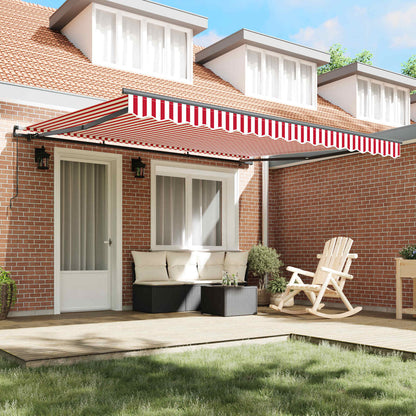 Retractable Awning Red and White 400 x 300 cm