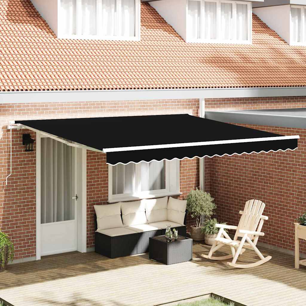 Retractable Awning Black 400 x 300 cm Polyester and Aluminium