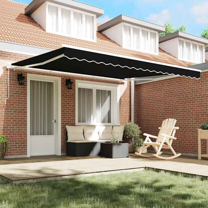 Retractable Awning Black 400 x 300 cm Polyester and Aluminium