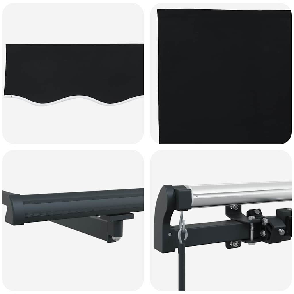 Retractable Awning Black 400 x 300 cm Polyester and Aluminium