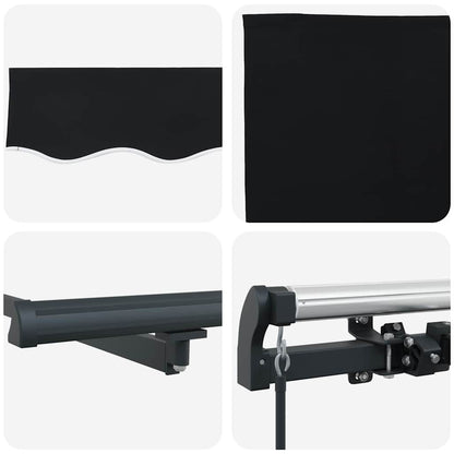Retractable Awning Black 400 x 300 cm Polyester and Aluminium