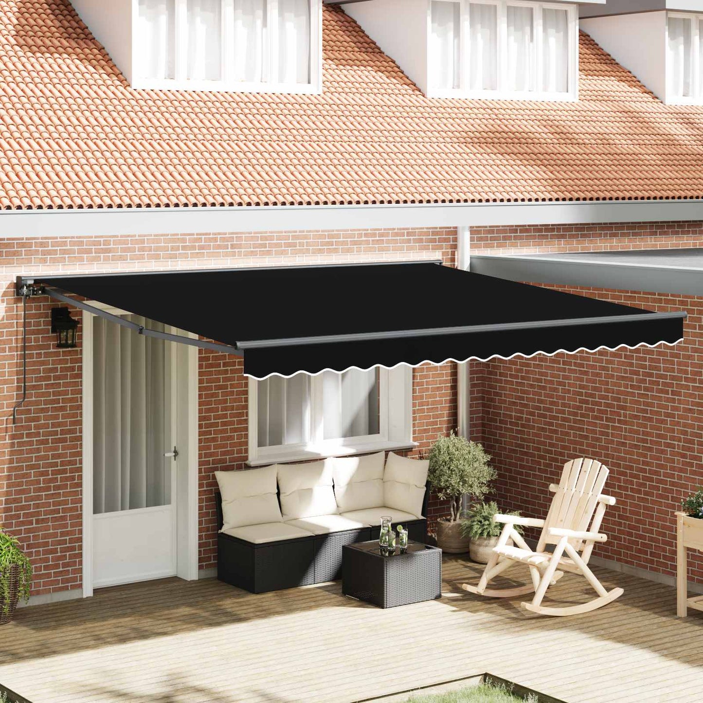 Retractable Awning Black 400 x 300 cm Aluminium and Fabric