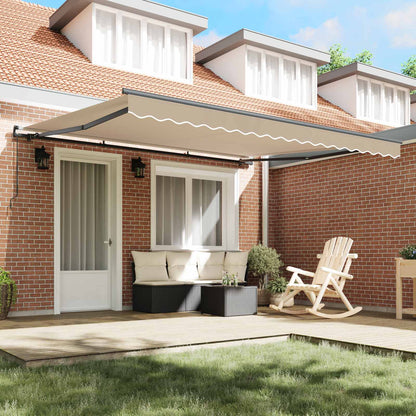 Retractable Awning Beige 400 x 300 cm Polyester and Aluminium