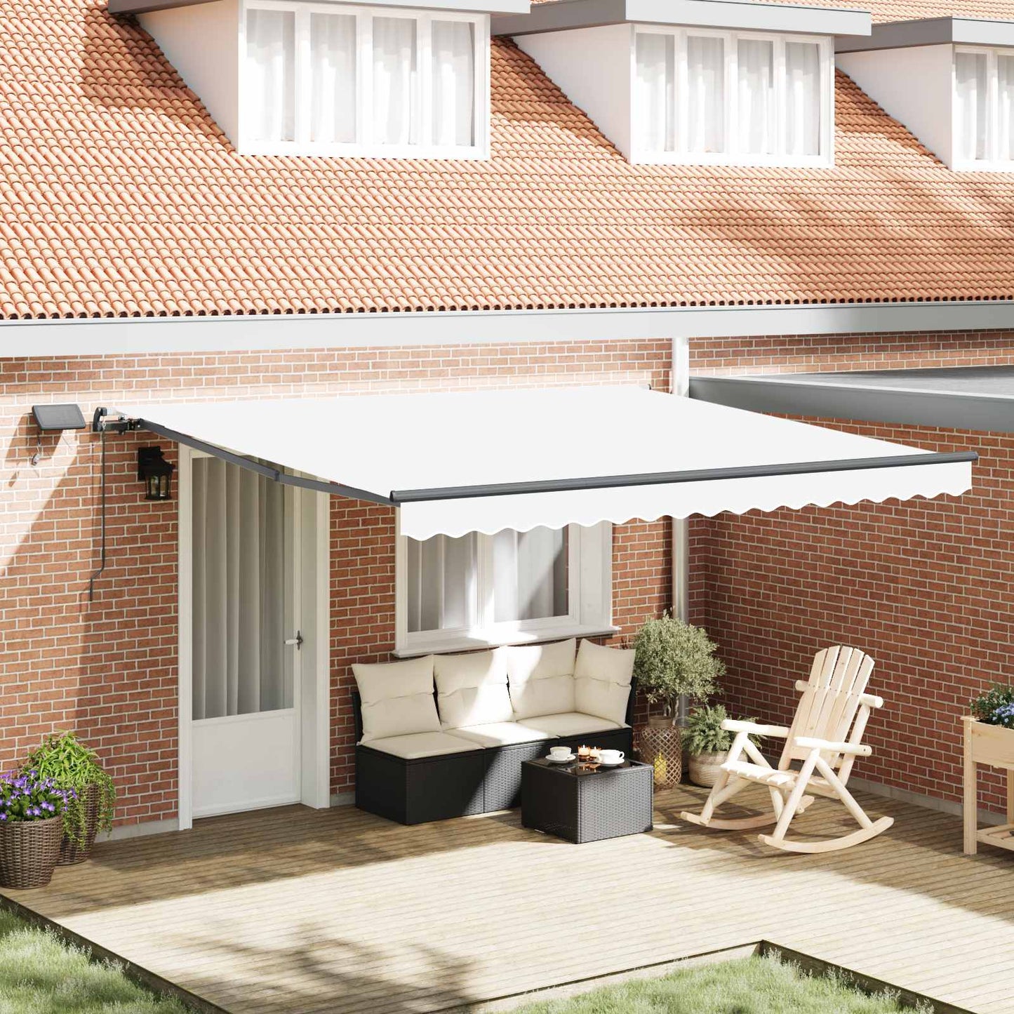 Retractable Awning White 400 x 300 cm Fabric