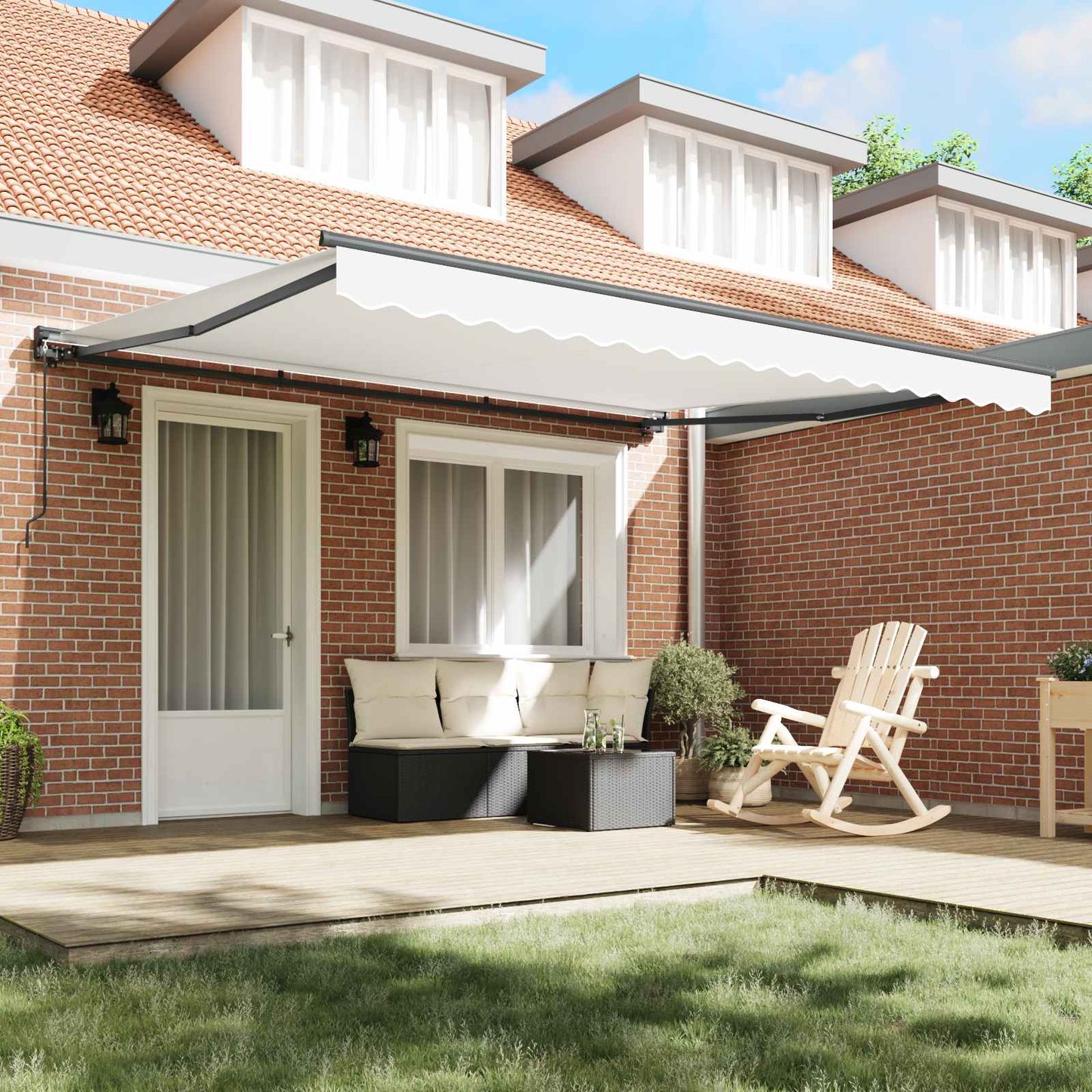 Awning Frame White 400 x 300 cm Polyester with PU coating