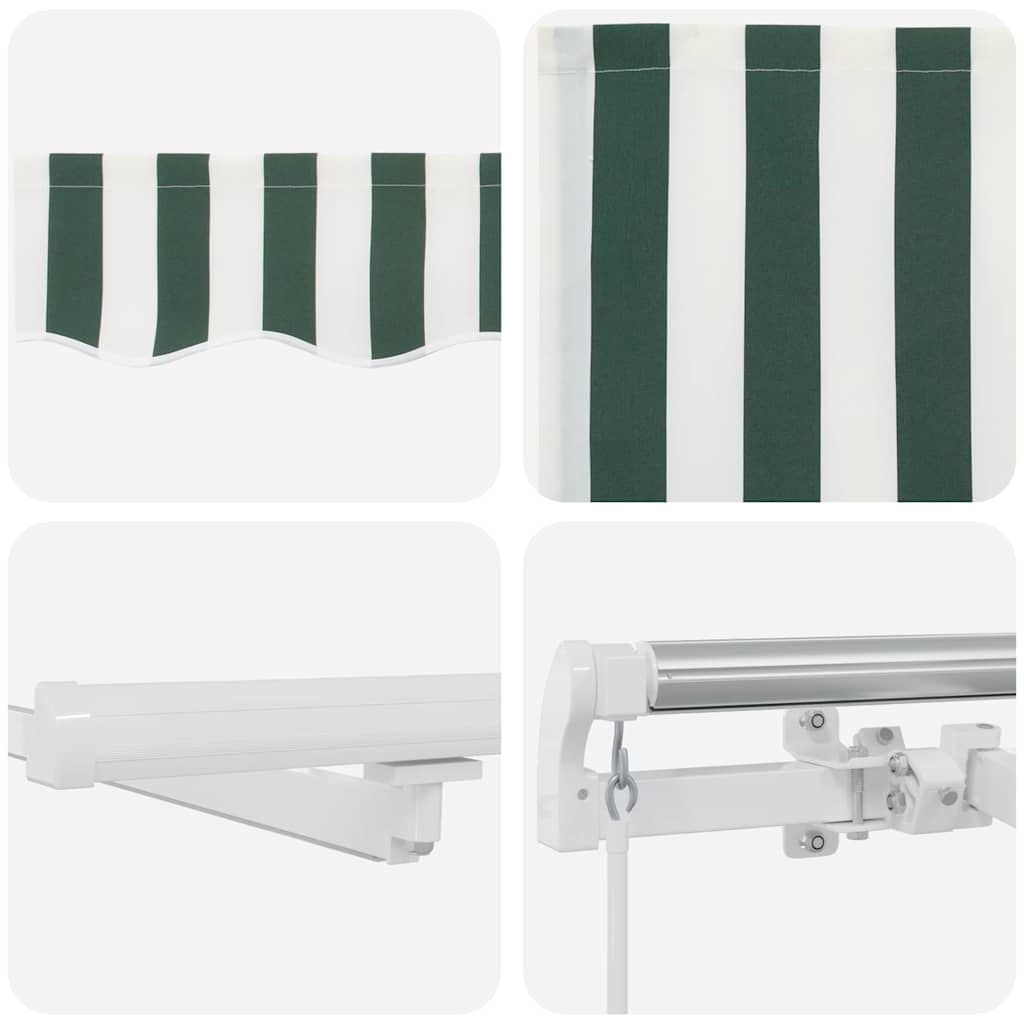 Retractable Awning Manual Green and White 400 x 300 cm