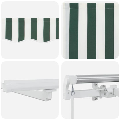 Retractable Awning Manual Green and White 400 x 300 cm