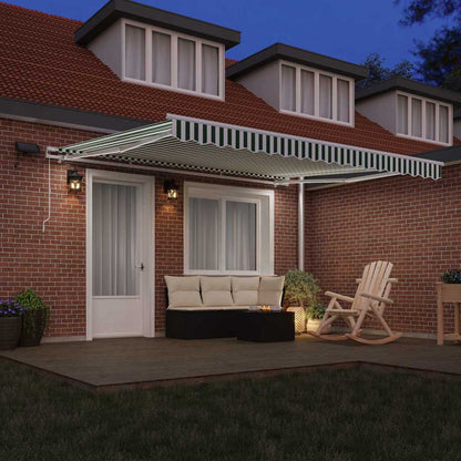 Retractable Awning Manual Green and White 400 x 300 cm