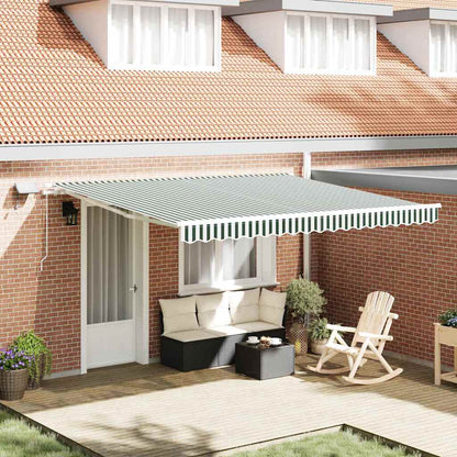 Retractable Awning Manual Green and White 400 x 300 cm