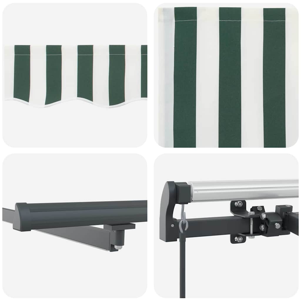 Retractable Awning Green and white 400 x 300 cm Fabric
