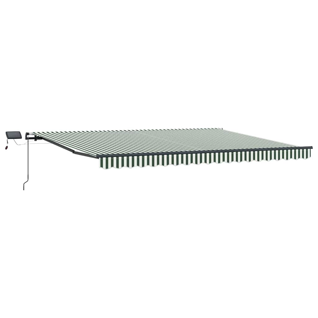 Retractable Awning Green and white 400 x 300 cm Fabric