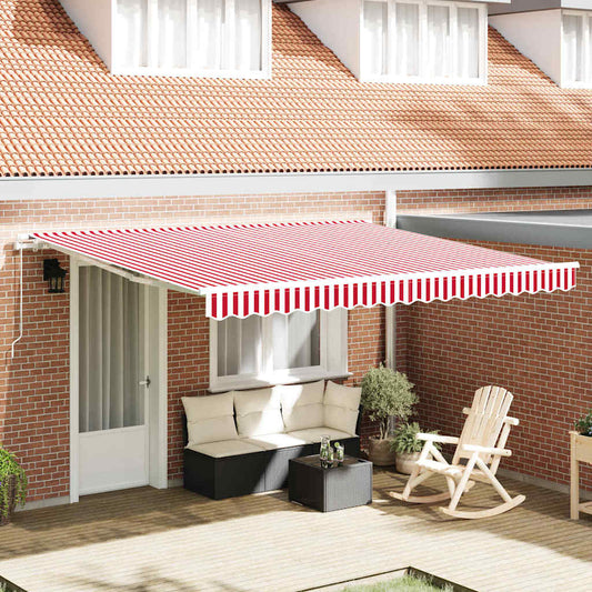 Retractable Awning Red and White 400 x 350 cm