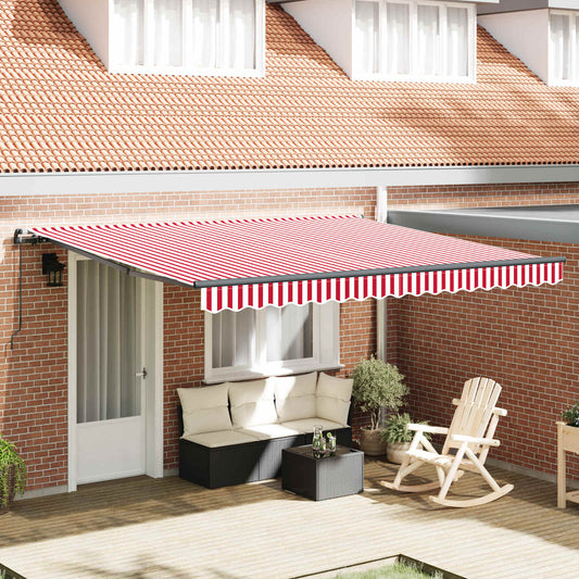 Retractable Awning Red and White 400 x 350 cm