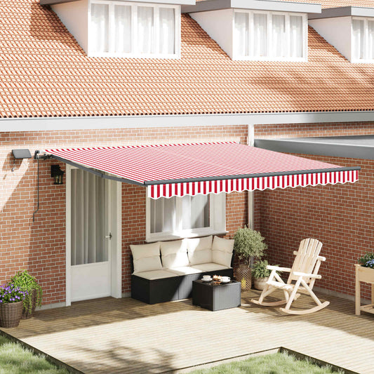Retractable Awning Red and White 400 x 350 cm