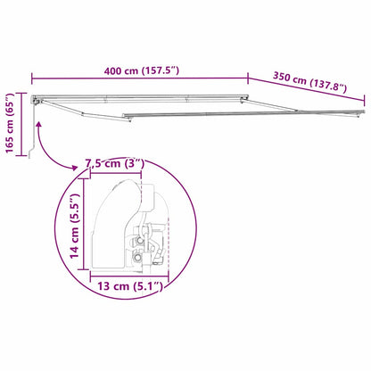 Awning Manual White 400 x 350 x 165 cm Polyester and Metal