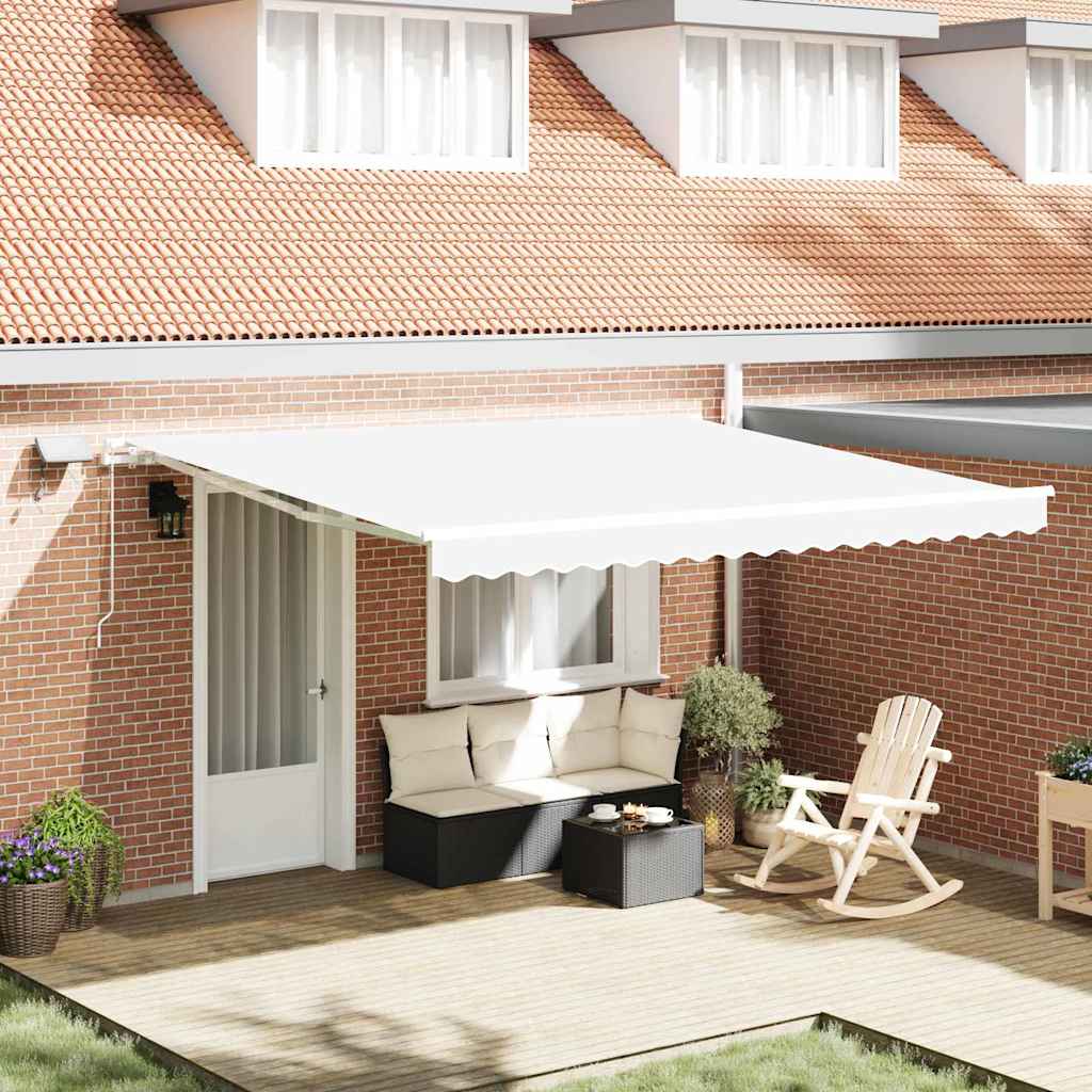 Retractable Awning White 400 x 300 cm Fabric and Steel