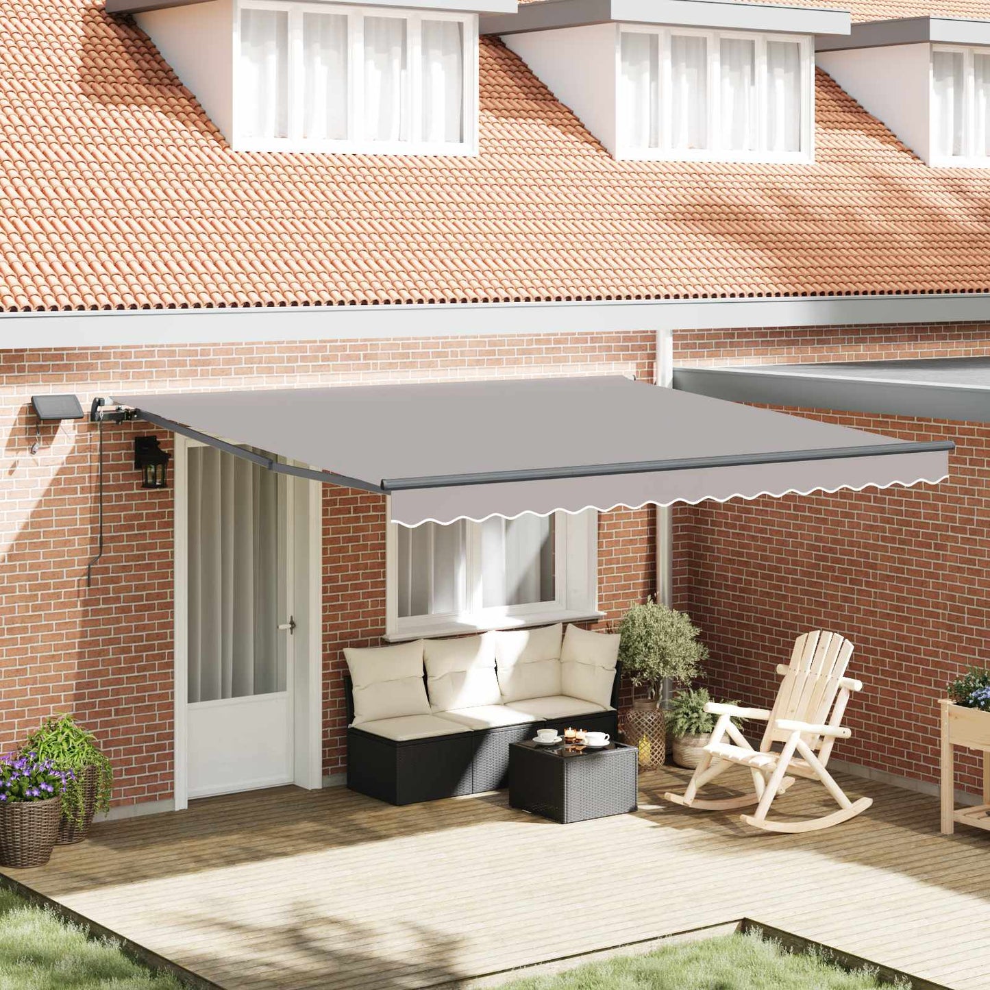 Retractable Awning Light Grey 400 x 350 cm Fabric and Aluminium