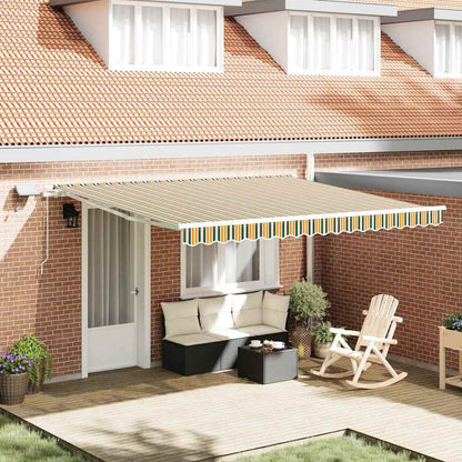 Retractable Awning with Green and yellow 400 x 350 cm Fabric