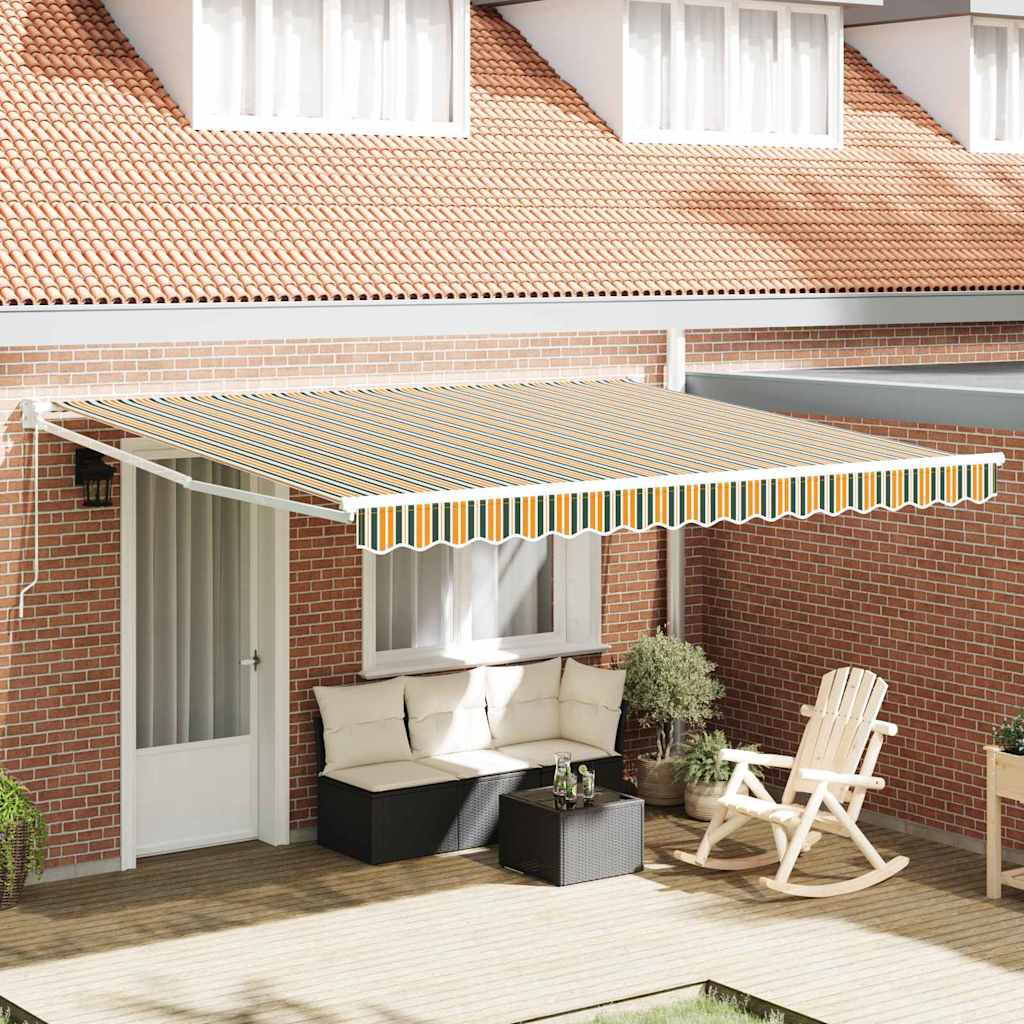 Retractable Awning Green and White 400 x 350 x 165 cm