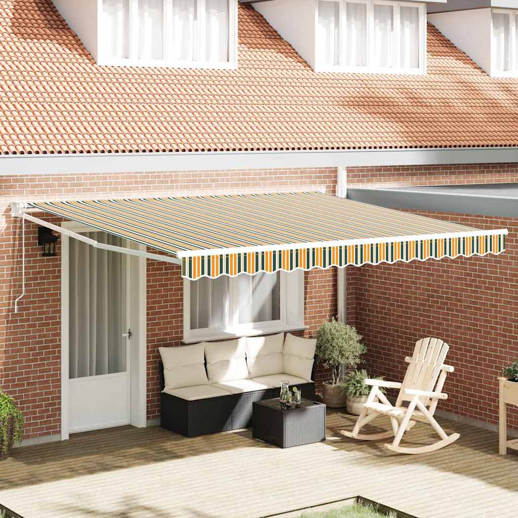 Retractable Awning Green and White 400 x 300 cm