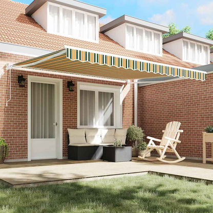 Retractable Awning Green and White 400 x 300 cm
