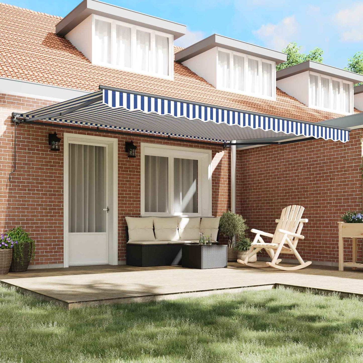 Awning Frame Blue and White 450 x 300 cm