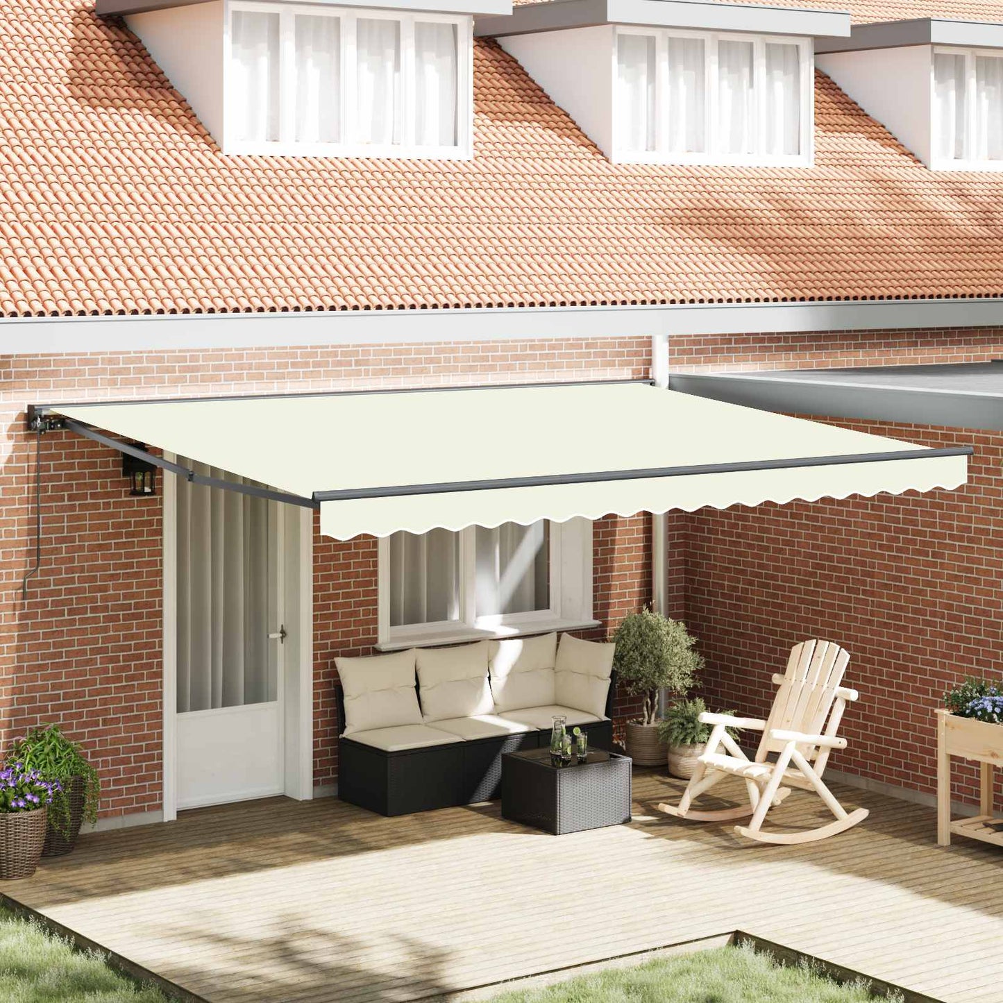 Retractable Awning Cream 450 x 300 cm Aluminium and Fabric