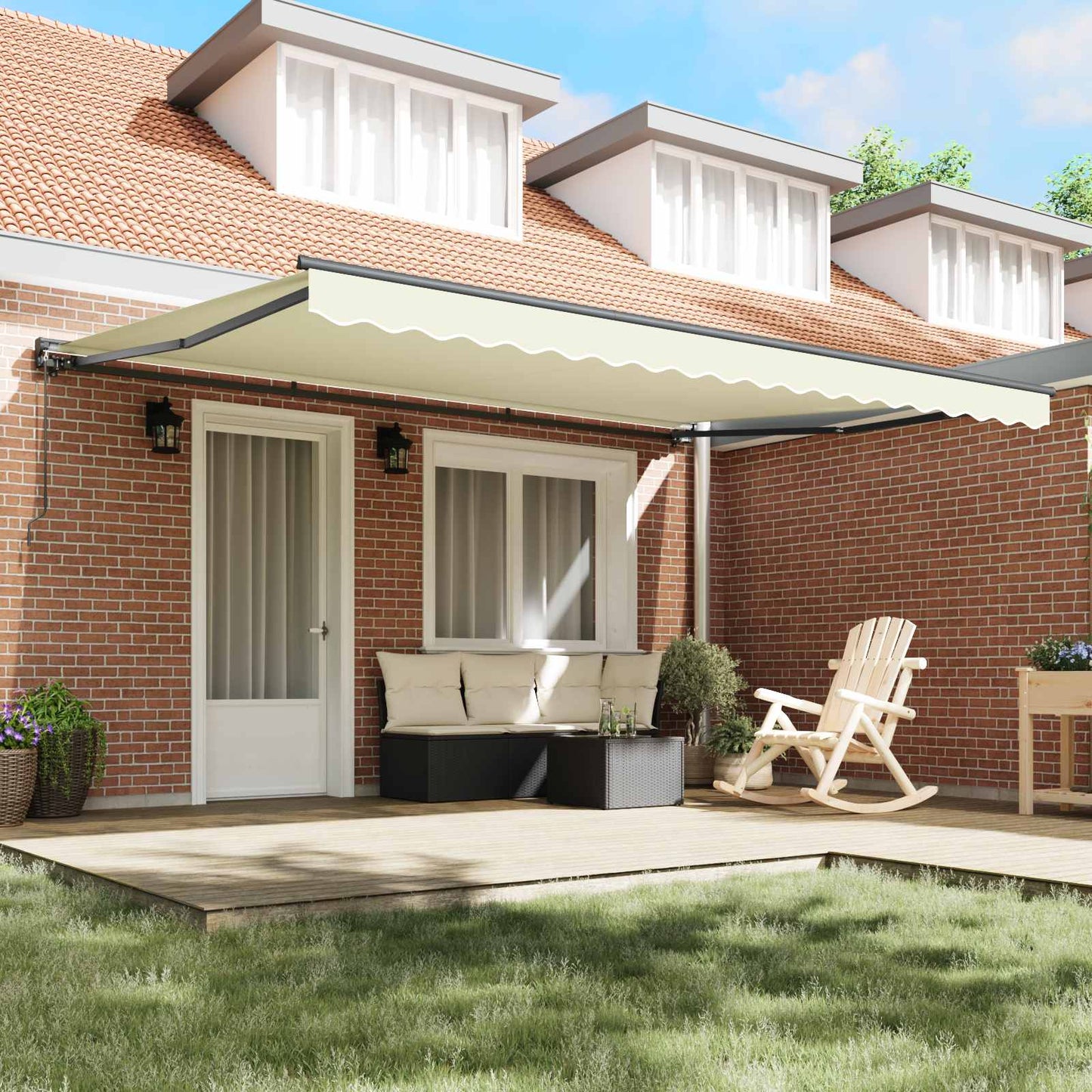 Retractable Awning Cream 450 x 300 cm Aluminium and Fabric