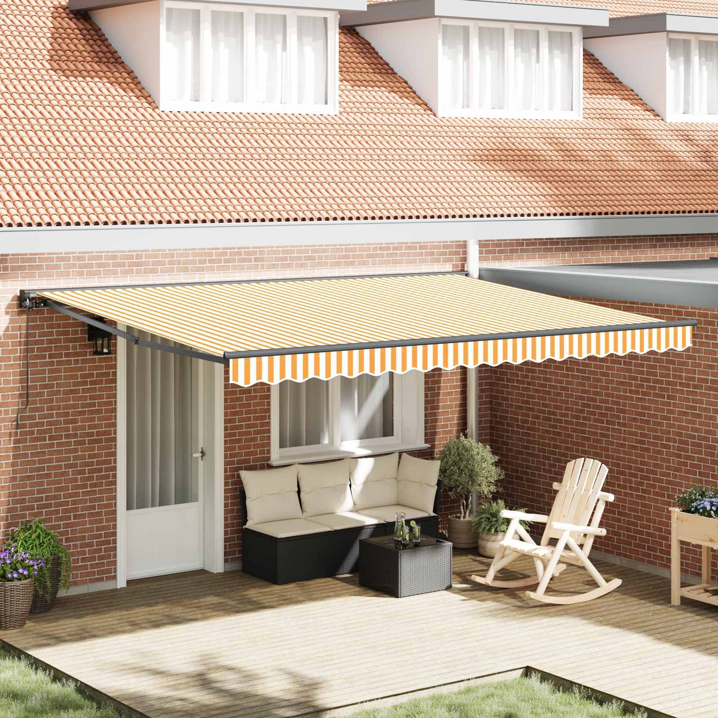 Awning Frame Yellow and White 450 x 300 cm