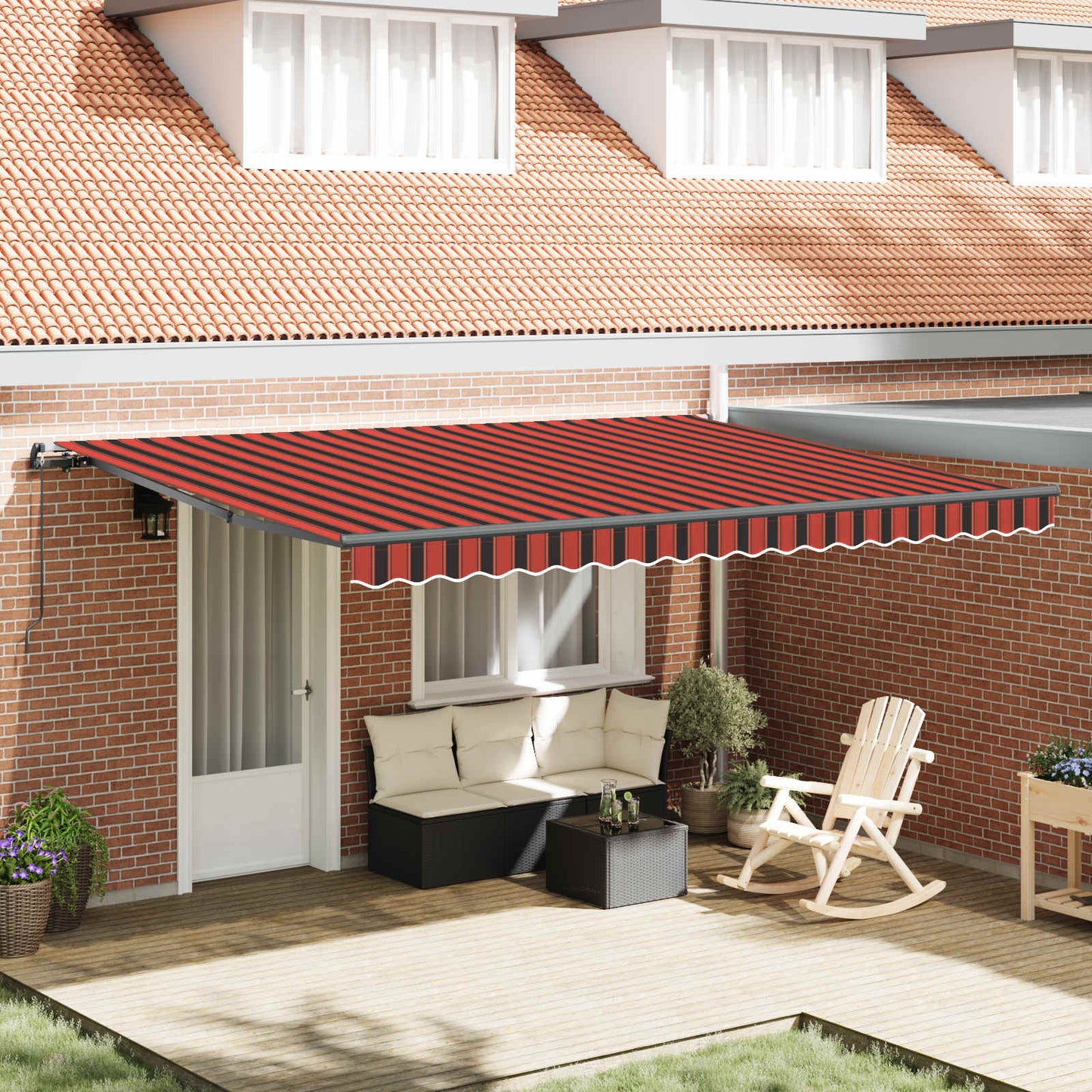 Retractable Awning Orange and brown 450 x 300 cm
