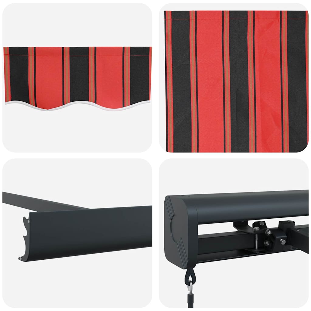 Retractable Awning Red and Black 450 x 300 cm Fabric and Metal