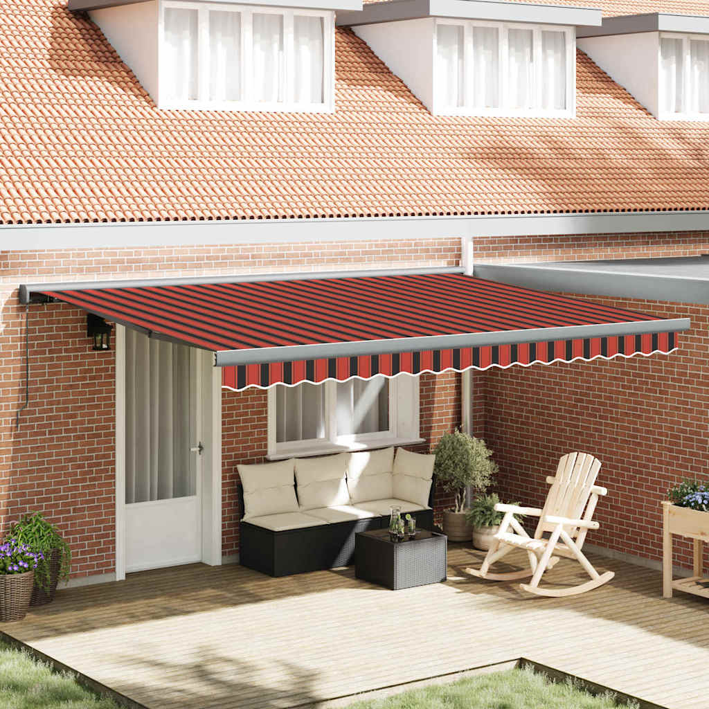Retractable Awning Red and Black 450 x 300 cm Fabric and Metal