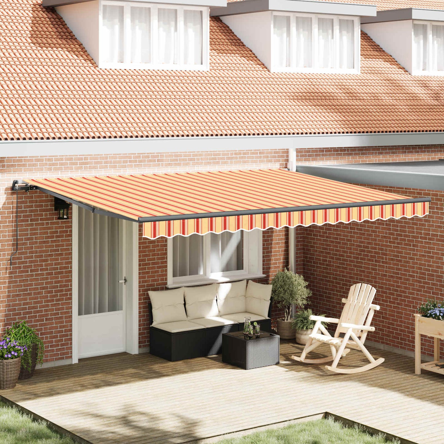 Retractable Awning Yellow and Orange 450 x 300 cm