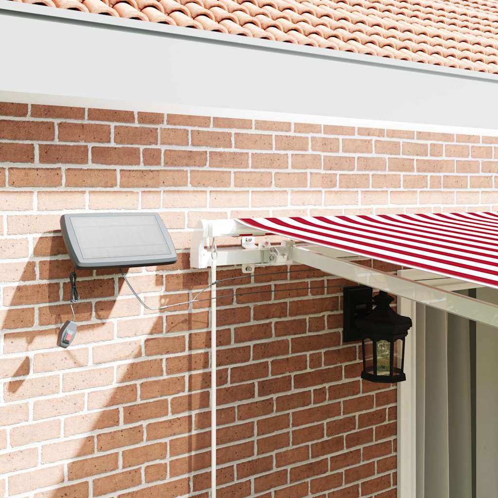 Retractable Awning Red and White 450 x 300 cm Fabric and Steel