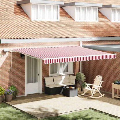 Retractable Awning Red and White 450 x 300 cm Fabric and Steel