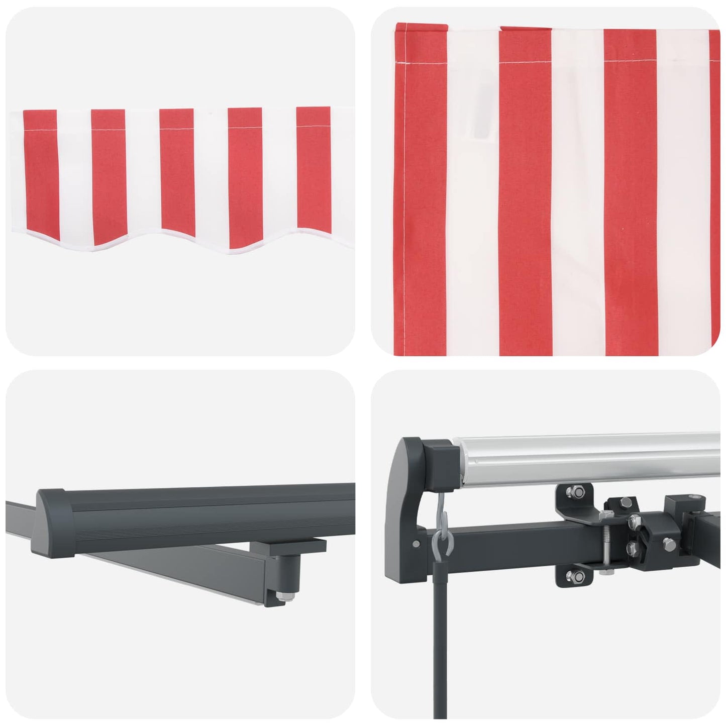 Retractable Awning Manual Red and white 450 x 300 cm Fabric