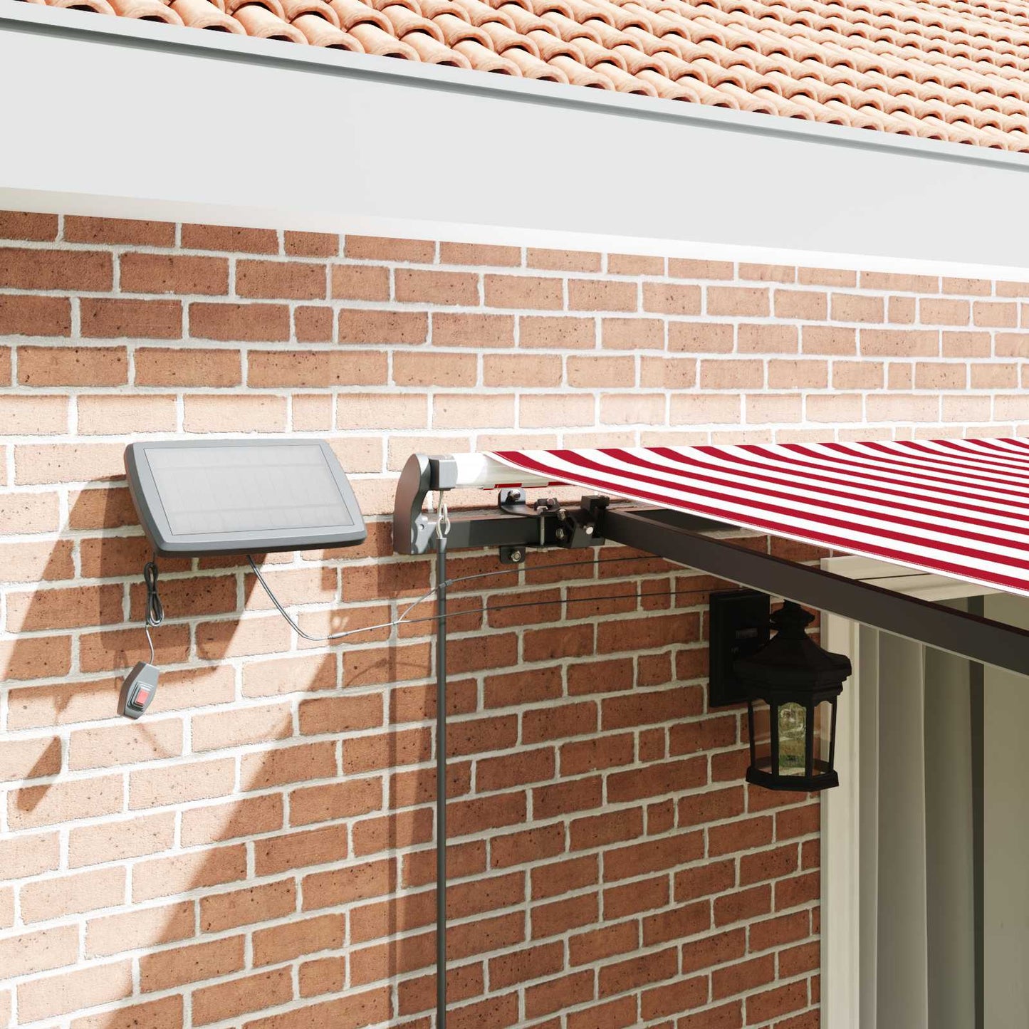 Retractable Awning Manual Red and white 450 x 300 cm Fabric