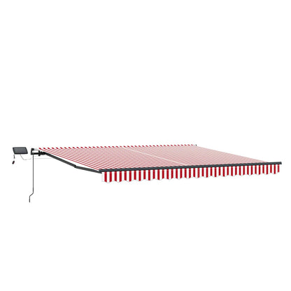 Retractable Awning Manual Red and white 450 x 300 cm Fabric