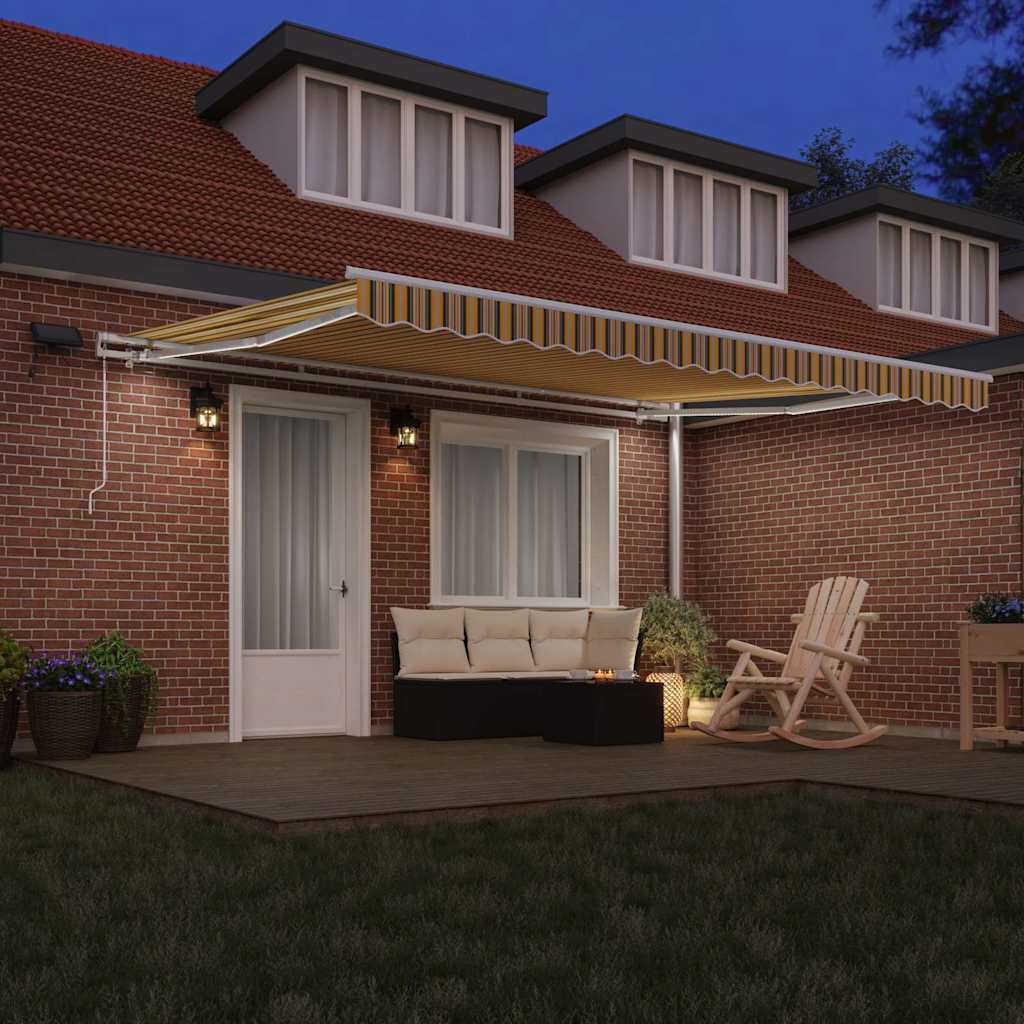Retractable Awning Multicolour 450 x 300 cm Fabric and Steel