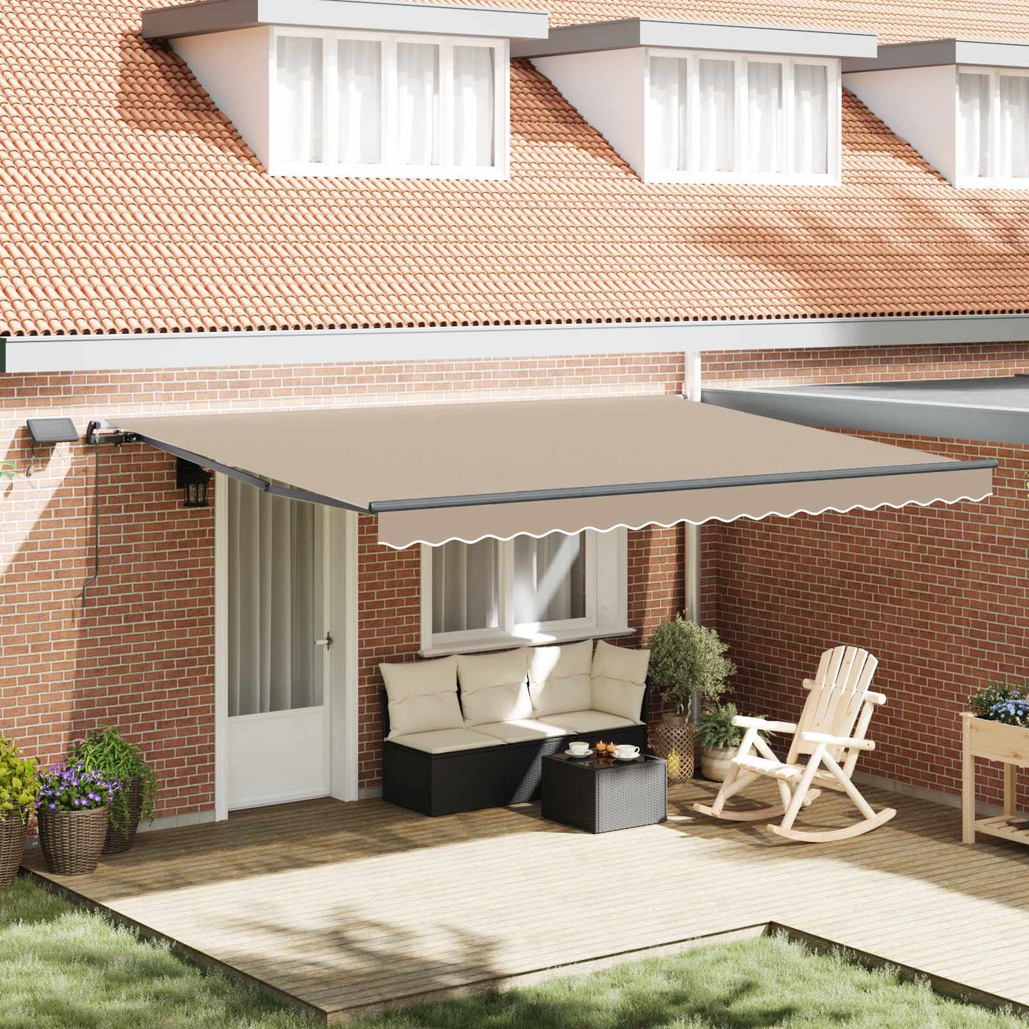 Retractable Awning Beige 450 x 300 cm Fabric and Aluminium